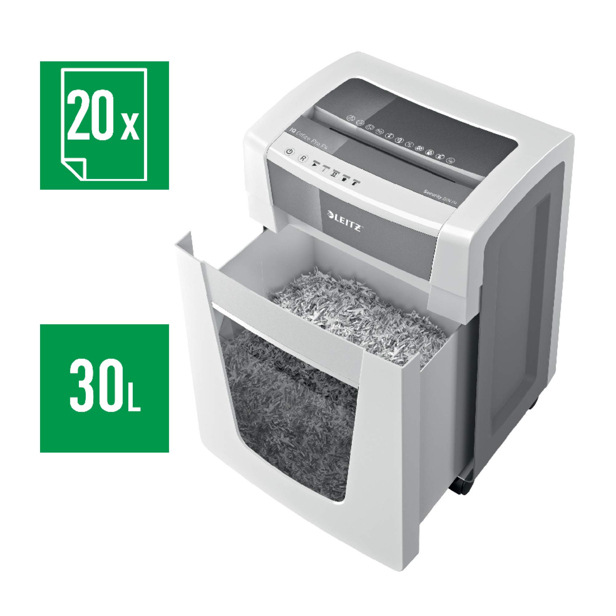 leitz-iq-office-pro-80062000-distruggidocumenti-p4-20-fogli-30l-bianco image 4