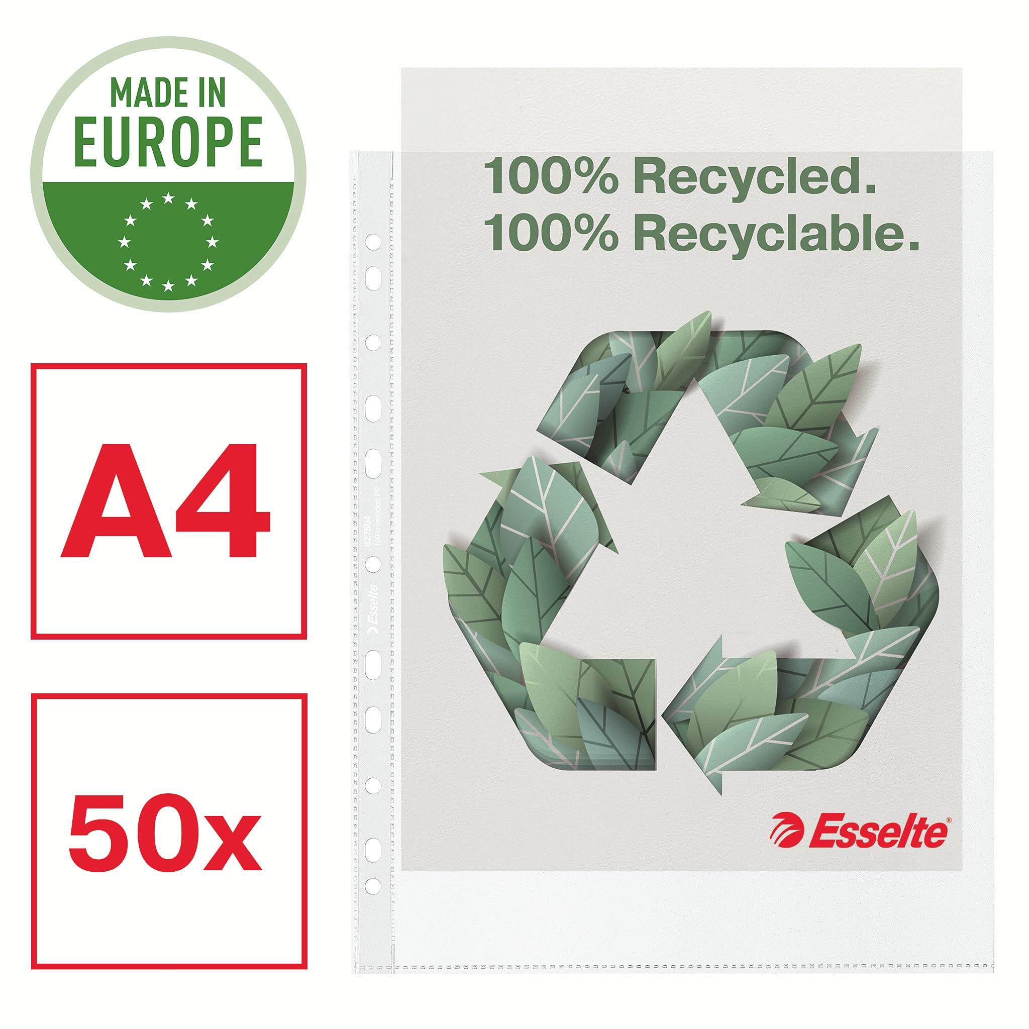 esselte-deluxe-buste-perforate-riciclate-a4-antiriflesso-50-pezzi image 2