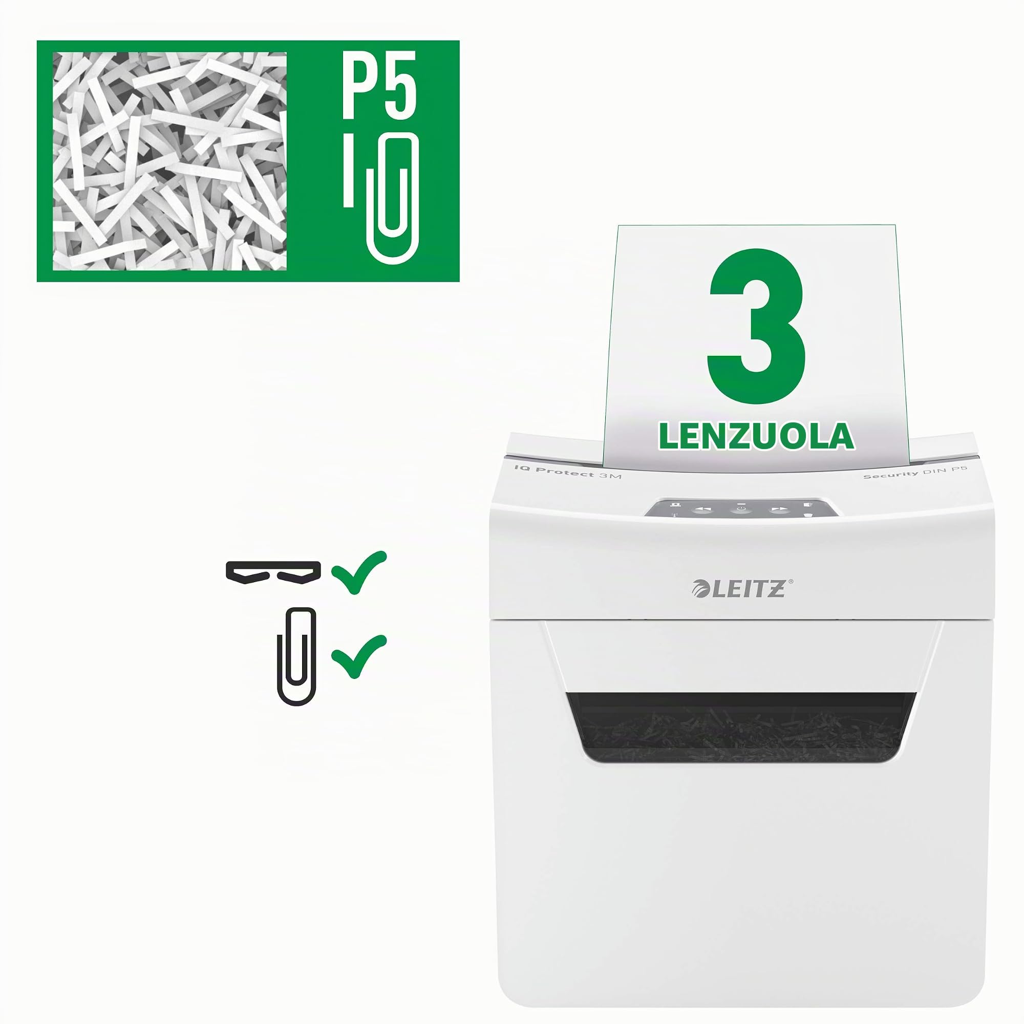leitz-iq-protect-premium-3m-distruggidocumenti-micro-taglio-p-5-3-fogli-10-l image 3