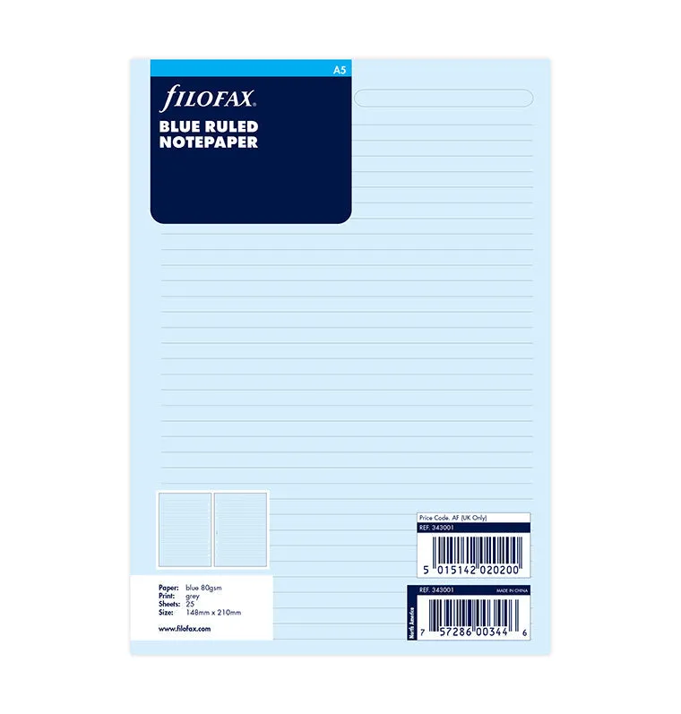 filofax-fogli-a-righe-azzurro-a5-25-fogli image 1