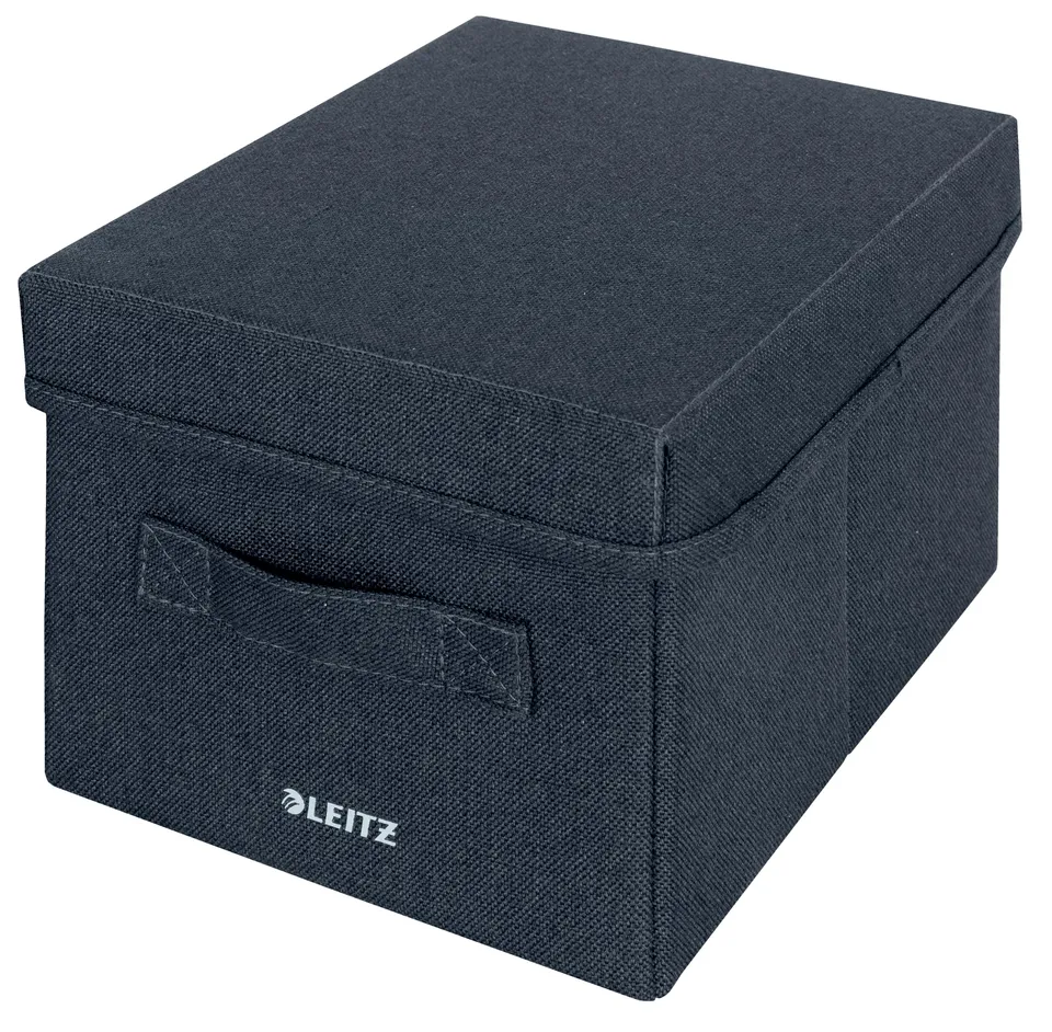 leitz-scatola-portaoggetti-in-tessuto-con-coperchio-cubo-piccola-grigio-velluto- image 1