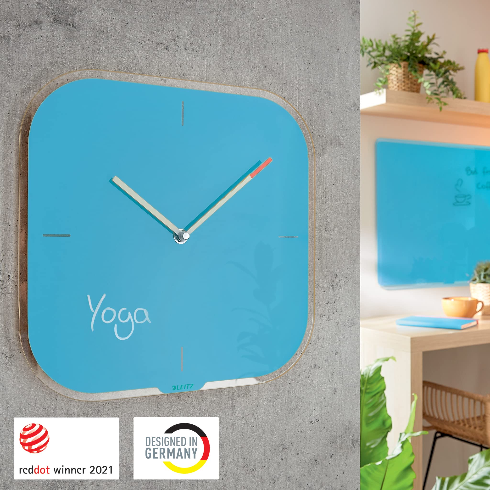 leitz-cosy-orologio-da-parete-in-vetro-30x30-cm-blu-calmo image 3