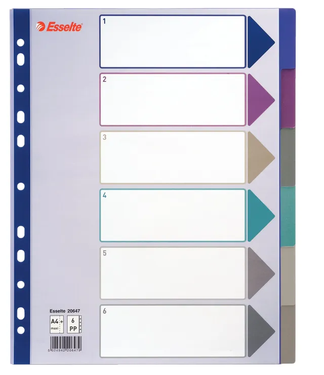 esselte-intercalare-in-ppl-traslucido-6-tasti-formato-maxi-a4 image 1