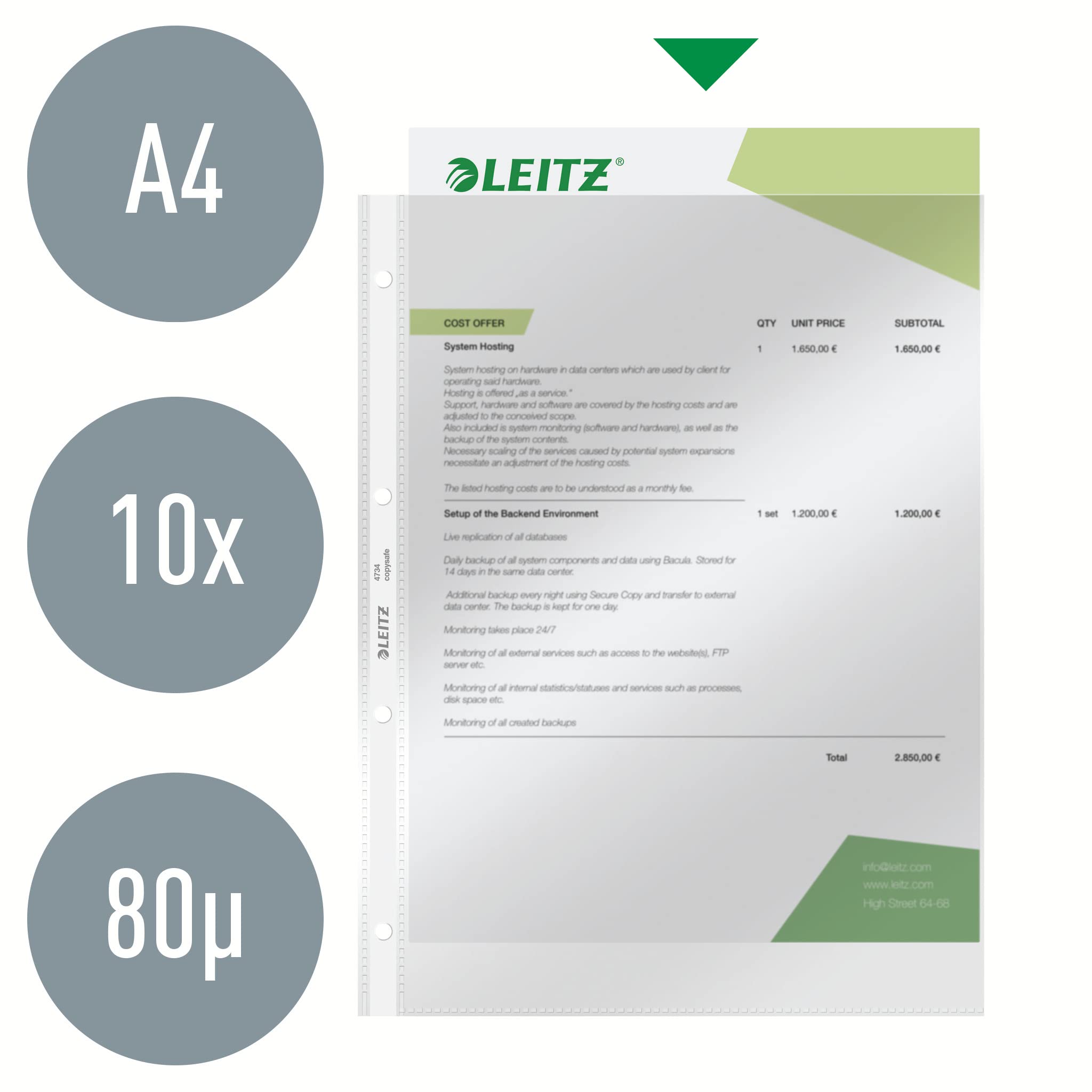 leitz-super-premium-4734-cartelline-portadocumenti-pvc-a4-trasparenti-10-pezzi image 2