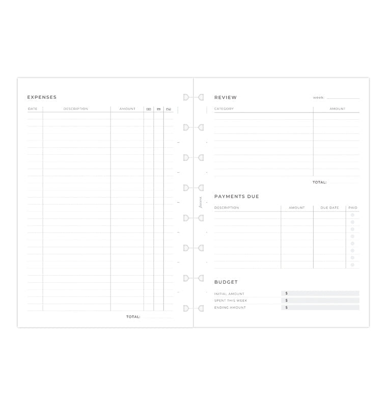 filofax-expense-tracker-notebook-refill-a5-minimal-settimanale image 4