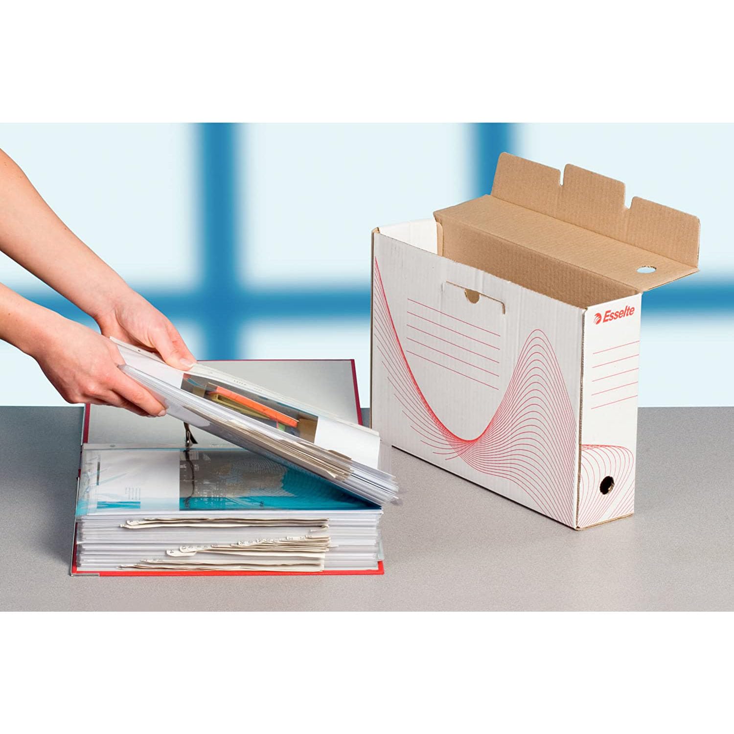 esselte-boxy-80-scatola-archivio-a4-25x35x8-cm-bianca-128003-confezione-10-pezzi image 5