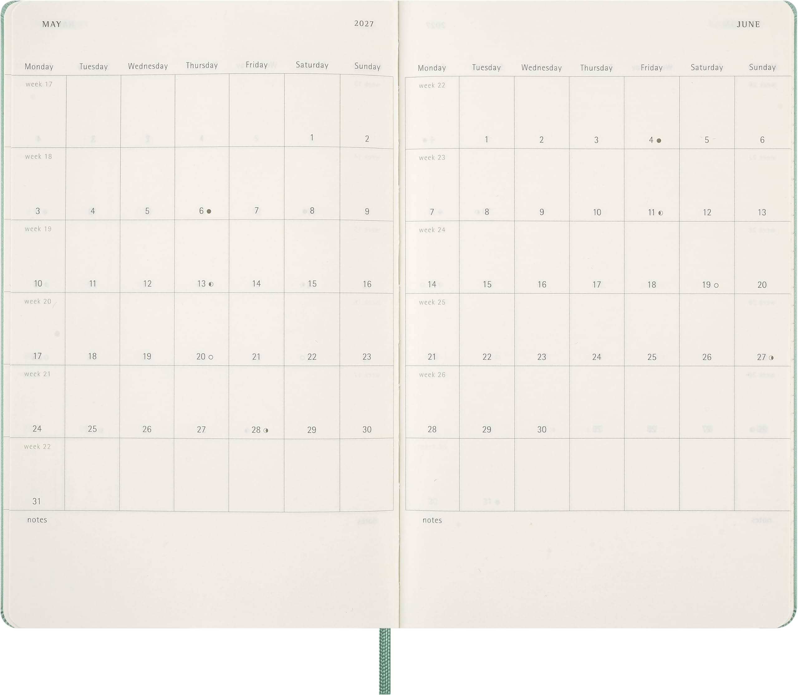 moleskine-agenda-settimanale-2027-large-13x21-cm-verde-salvia image 4