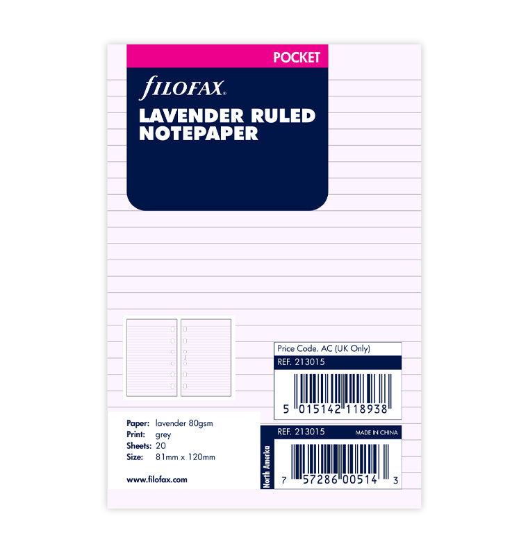 filofax-fogli-a-righe-lavanda-pocket-20-fogli image 1