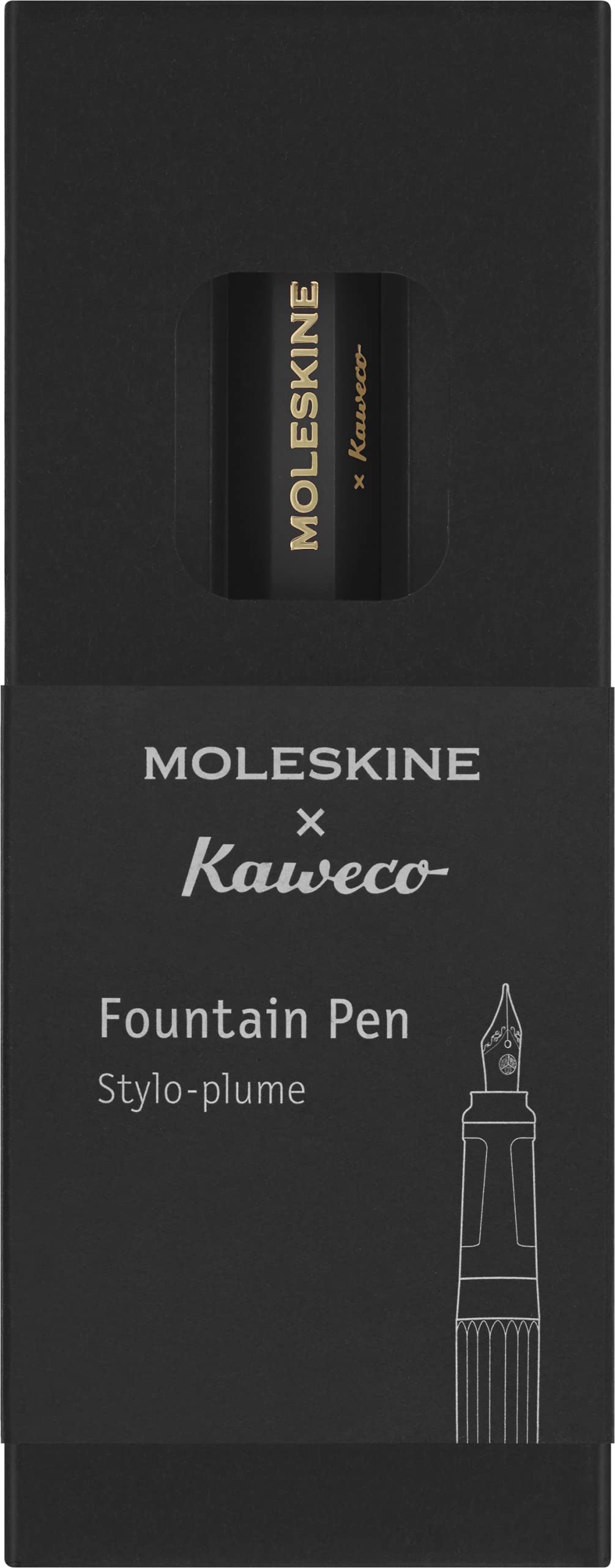 moleskine-x-kaweco-penna-stilografica-abs-pennino-m-oro-con-cartuccia-blu-nero image 1