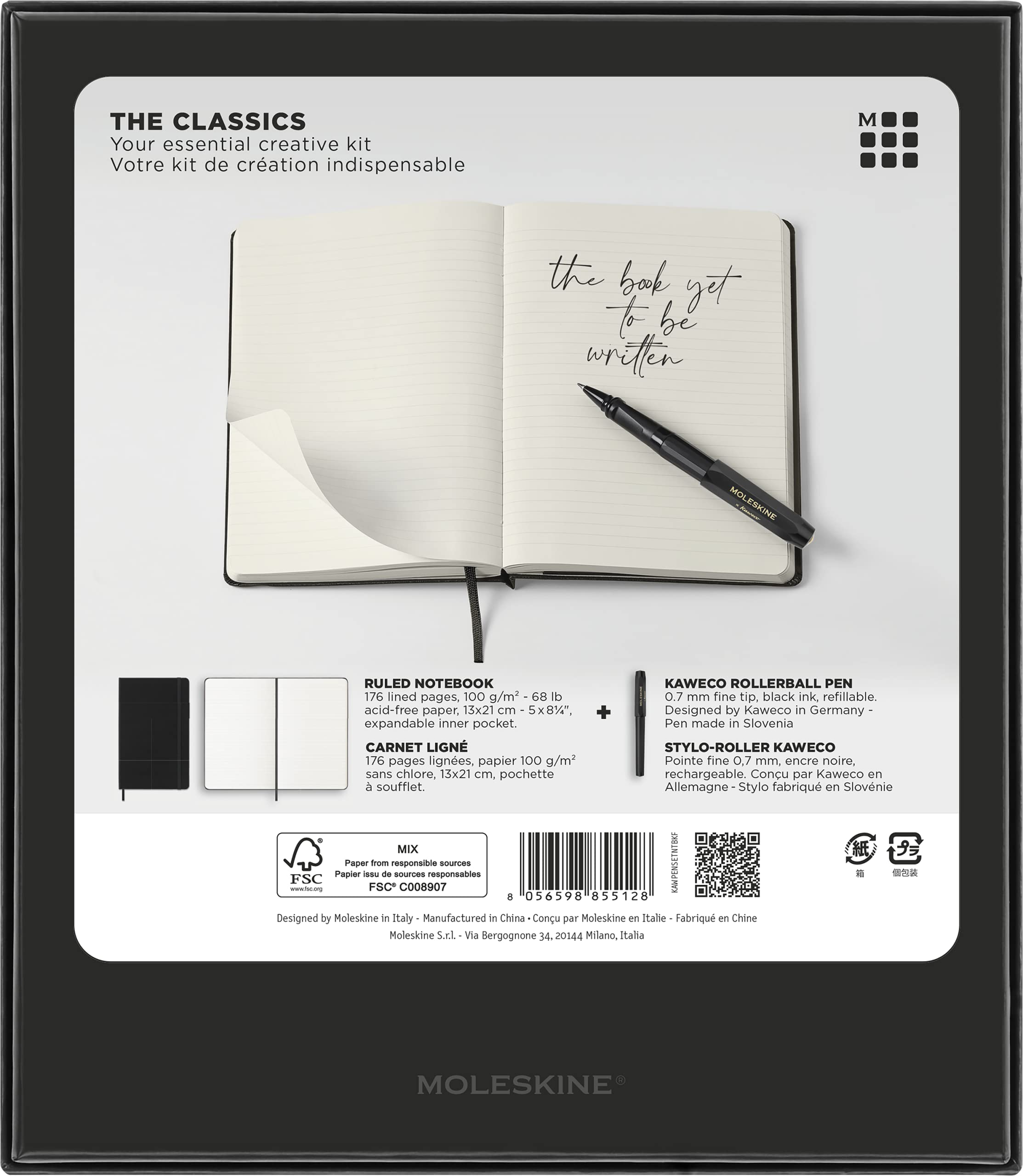 moleskine-classic-set-taccuino-large-13x21-cm-righe-penna-kaweco-nero image 8