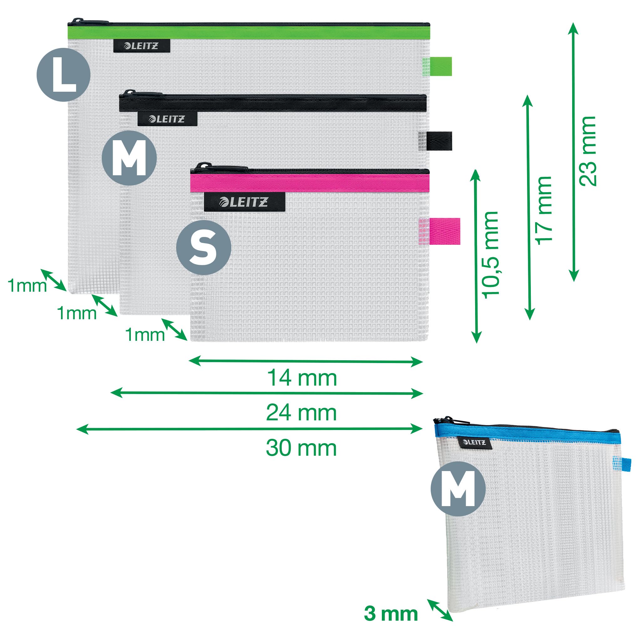 leitz-wow-set-4-buste-da-viaggio-s-m-l-cosmetici-trasparenti image 4