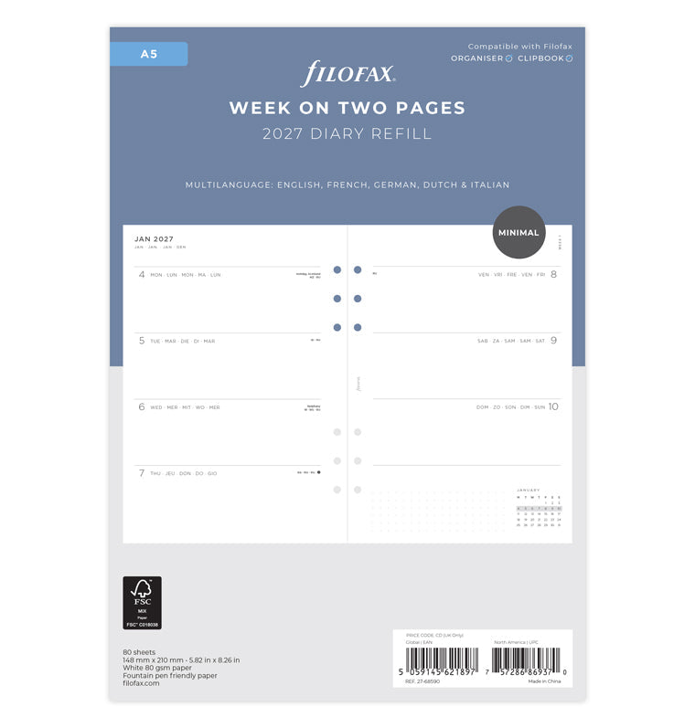 filofax-diario-settimanale-minimal-a5-multilingua-2027 image 1