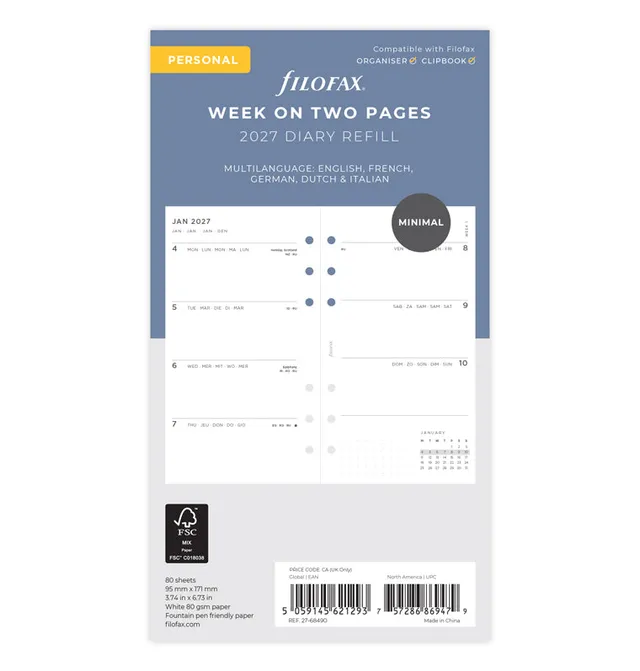 filofax-diario-settimanale-minimal-personal-2027-multilingua image 1
