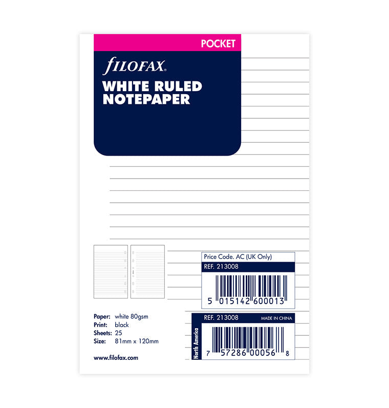filofax-fogli-a-righe-bianchi-pocket-25-fogli image 1