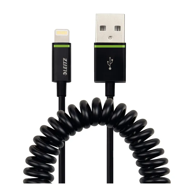 leitz-cavo-spiralato-lightning-usb-1m-nero-62150095 image 1
