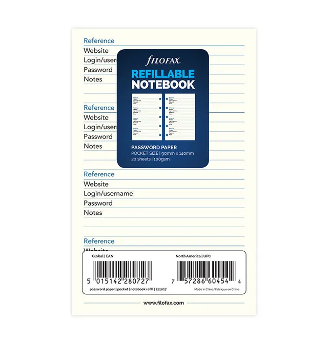 filofax-notebook-password-refill-pocket image 1