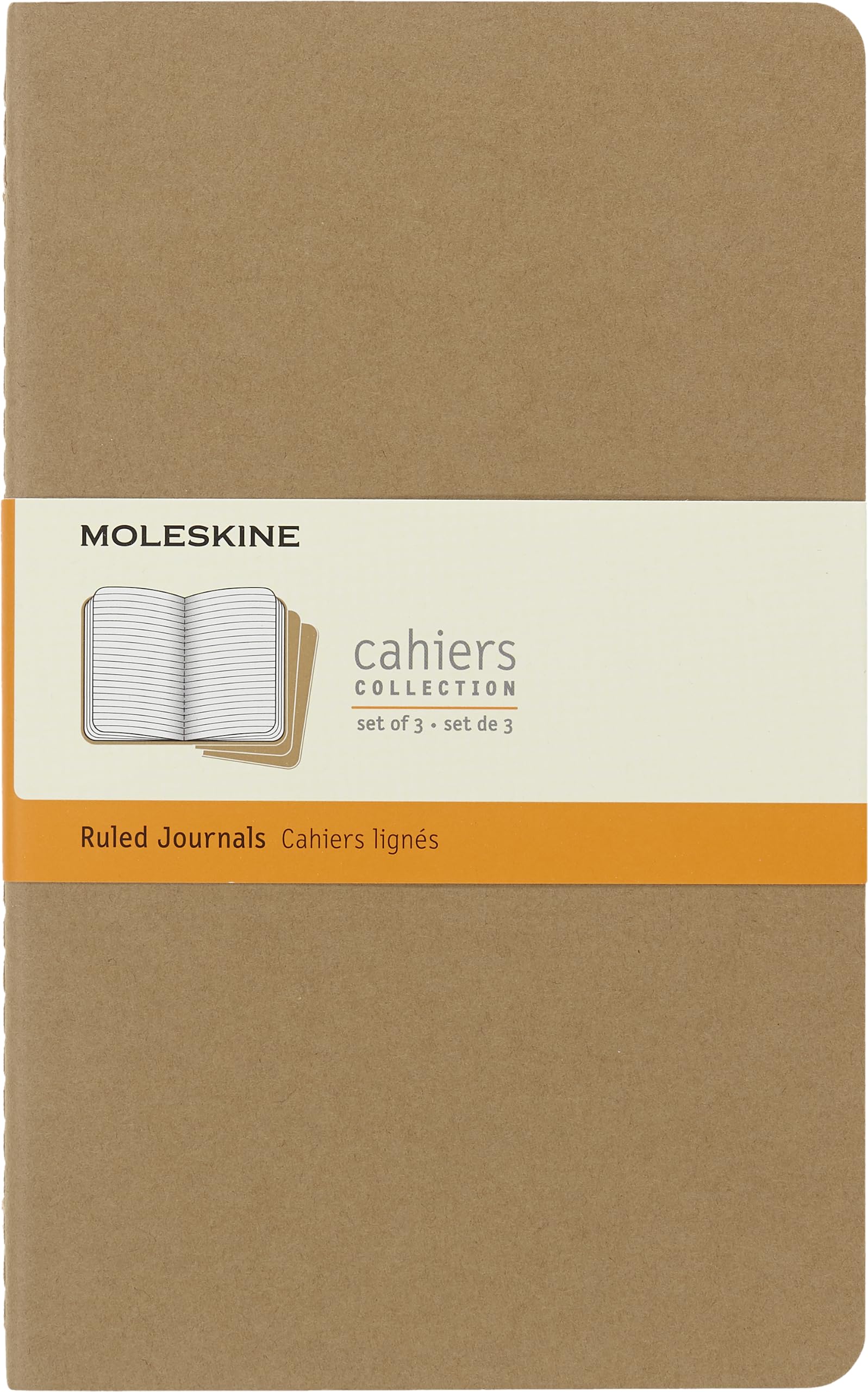 moleskine-cahier-journal-set-3-quaderni-a-righe-marrone-large-13x21-cm-80-pagine image 1