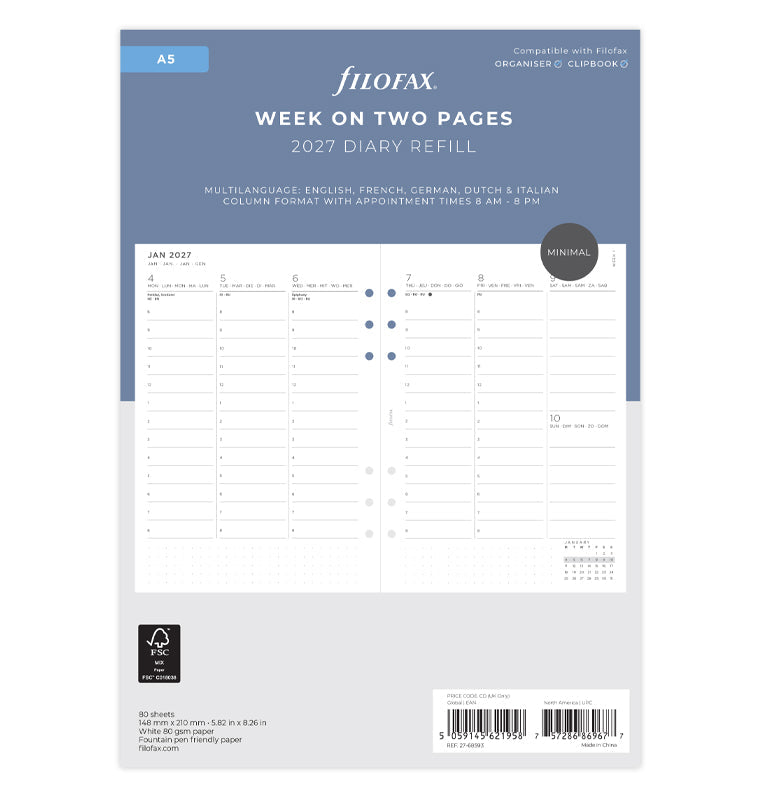 filofax-minimal-diario-settimanale-verticale-a5-2027 image 1