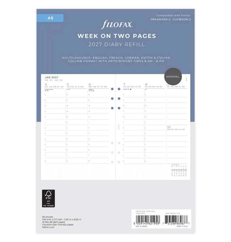 filofax-minimal-diario-settimanale-verticale-a5-2027 image 1