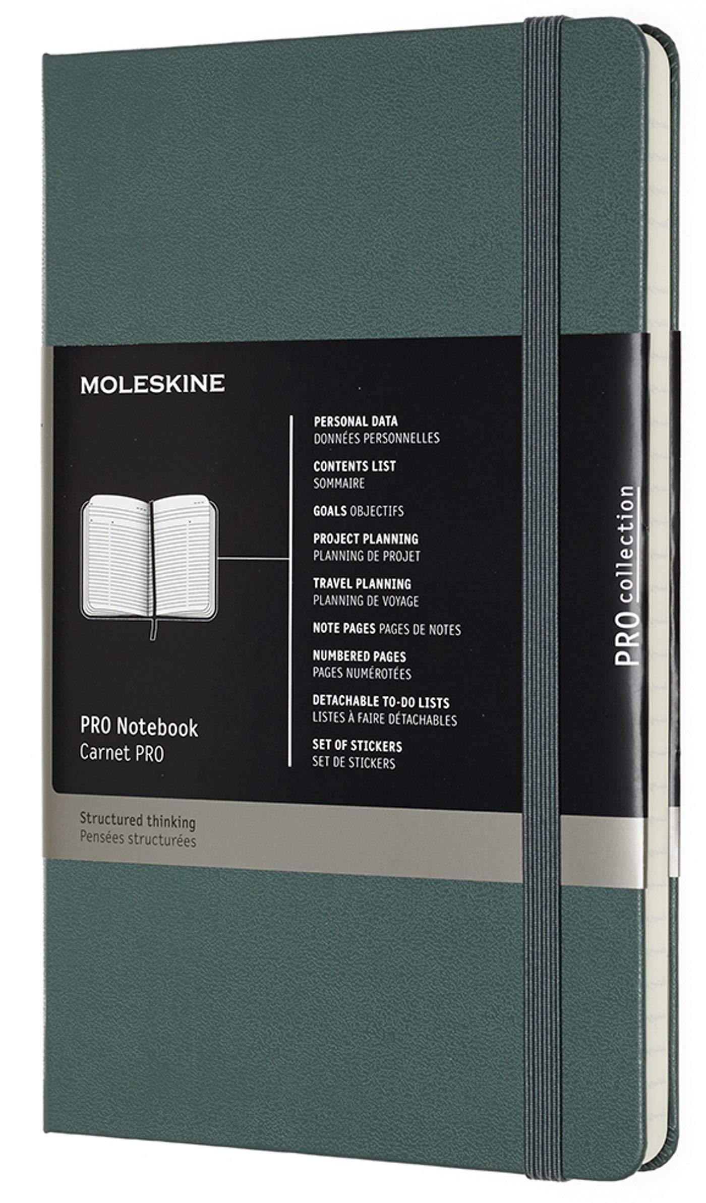 moleskine-pro-notebook-large-13x21-cm-verde-bosco-copertina-rigida image 1
