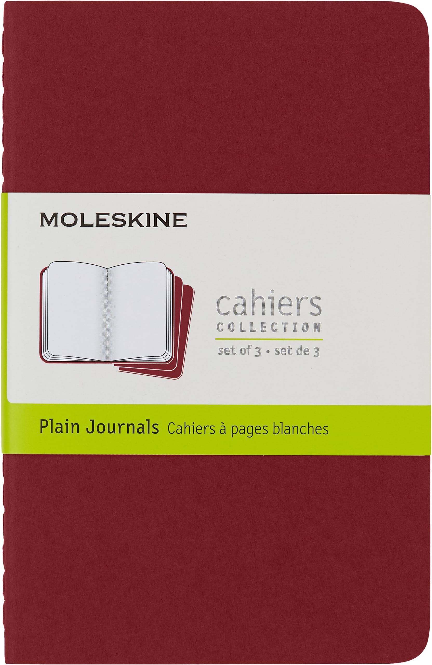 moleskine-cahier-journal-set-3-quaderni-bianchi-pocket-9x14-cm-rossi image 1