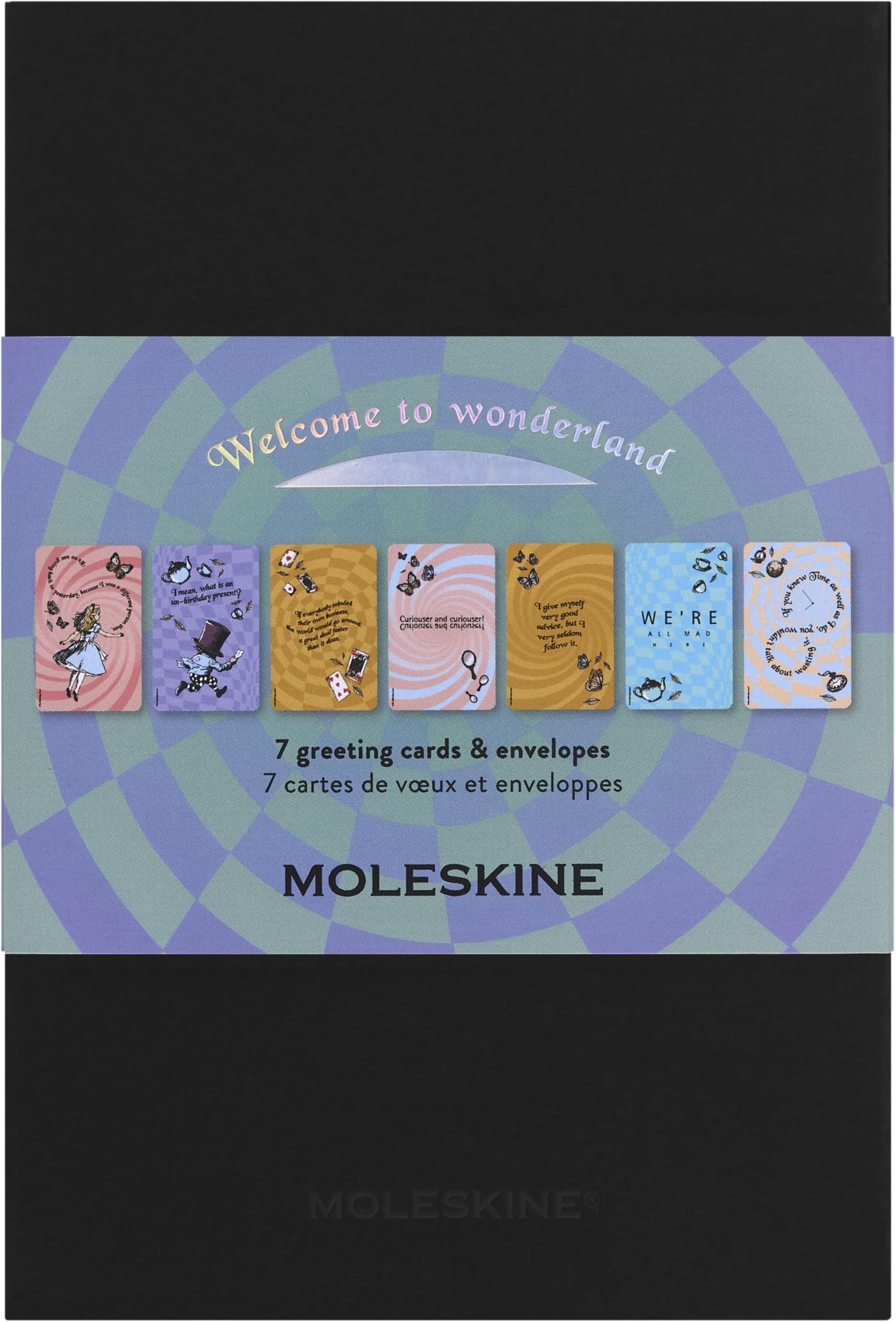 moleskine-set-7-biglietti-auguri-alice-9x14-cm-carta-riciclata image 1