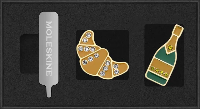 moleskine-pins-paesi-parigi-croissant-e-champagne-set-2-pezzi image 1