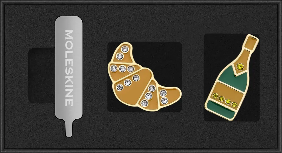moleskine-pins-paesi-parigi-croissant-e-champagne-set-2-pezzi image 1