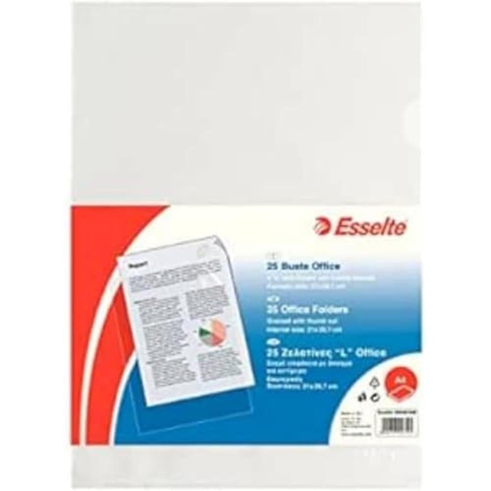 esselte-office-buste-a-l-a4-in-ppl-antiriflesso-25-pezzi-trasparenti image 1