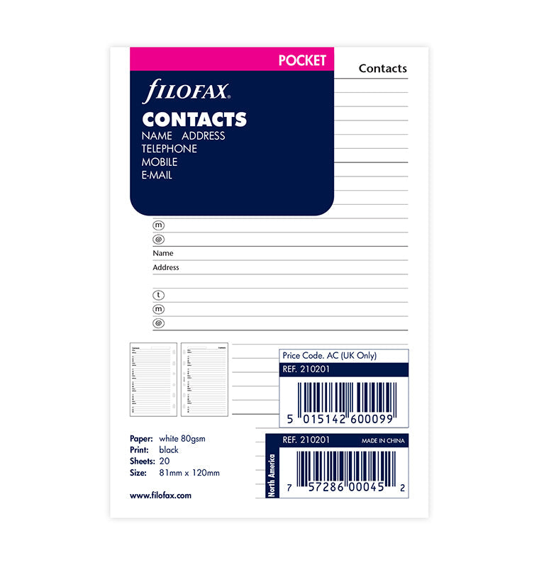 filofax-rubrica-nomi-indirizzi-pocket-refill-20-fogli image 1