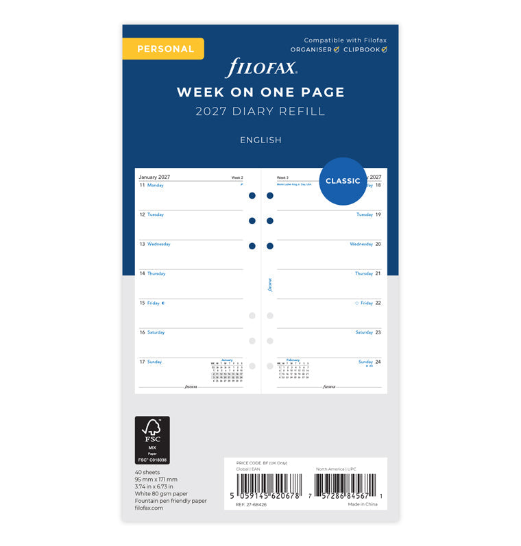 filofax-calendario-1-settimana-per-pagina-personal-2027-inglese image 1