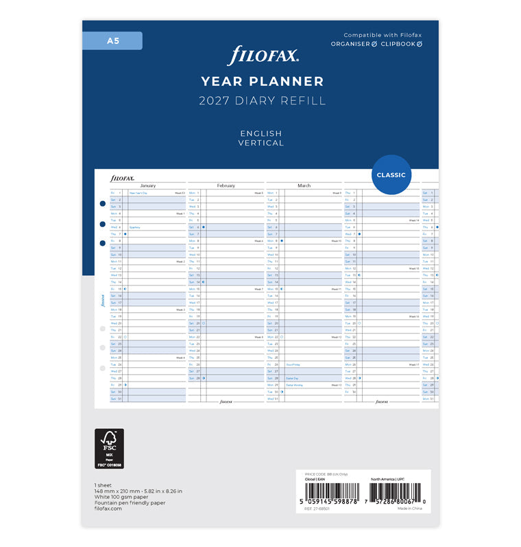filofax-planner-annuale-verticale-a5-2027-inglese image 1