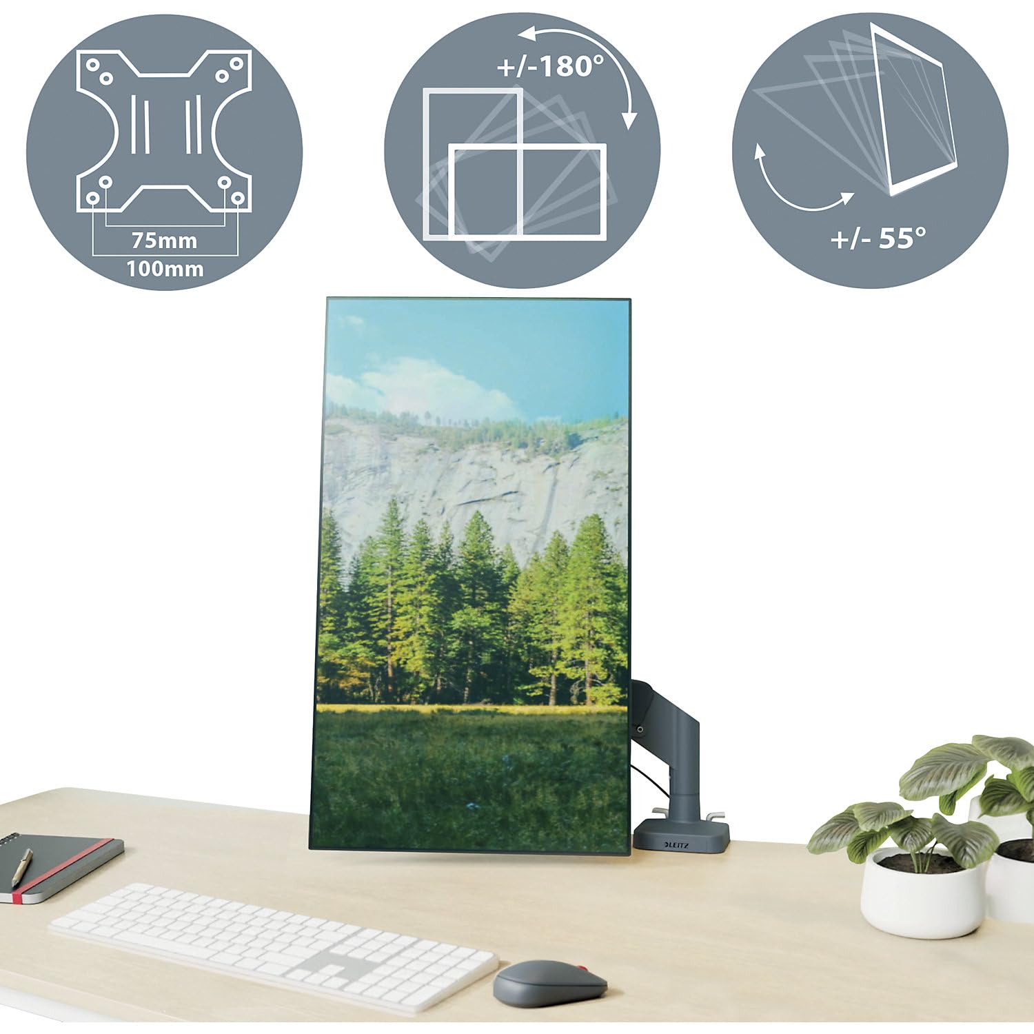 leitz-ergo-braccio-monitor-singolo-17-32-9-kg-grigio-scuro image 7