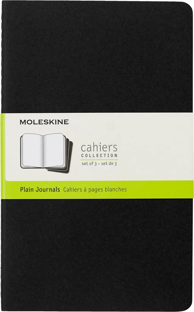 moleskine-cahier-set-3-quaderni-pagine-bianche-nero image 1