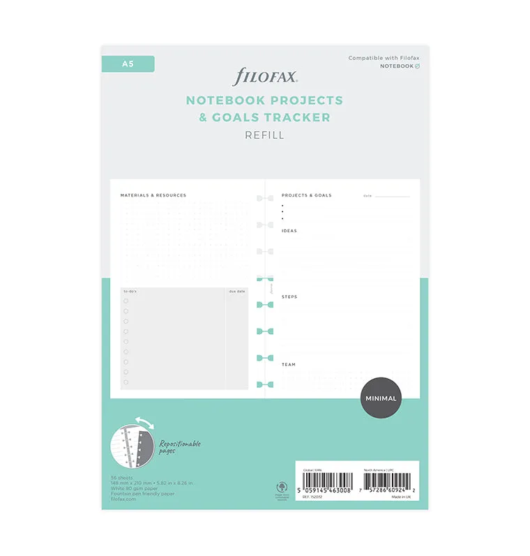 filofax-projects-goals-notebook-refill-a5-56-fogli image 1