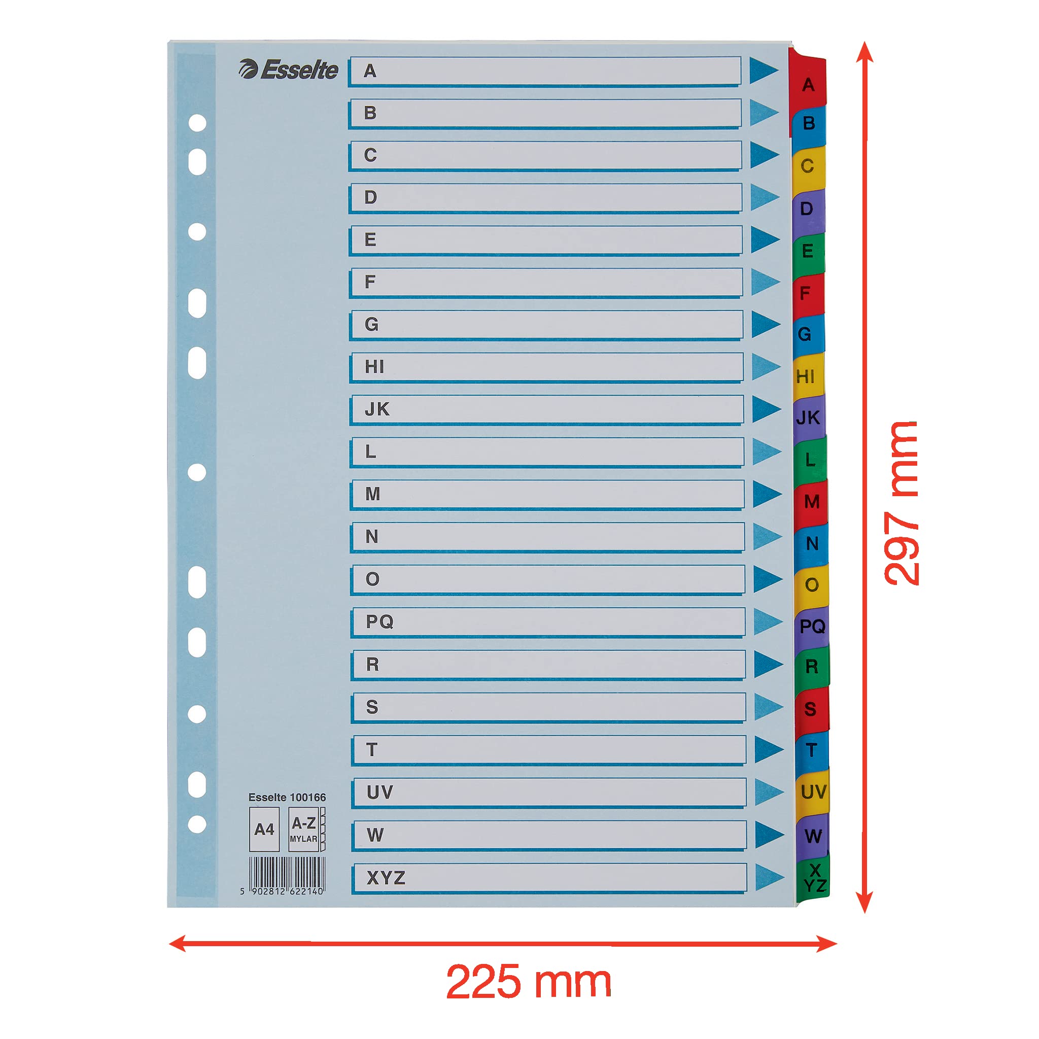 esselte-rubrica-alfabetica-a-z-mylar-a4-multicolor-100166 image 2