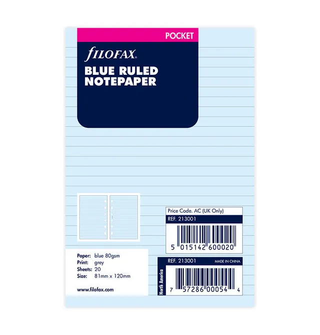 filofax-fogli-a-righe-azzurro-pocket-20-fogli image 1