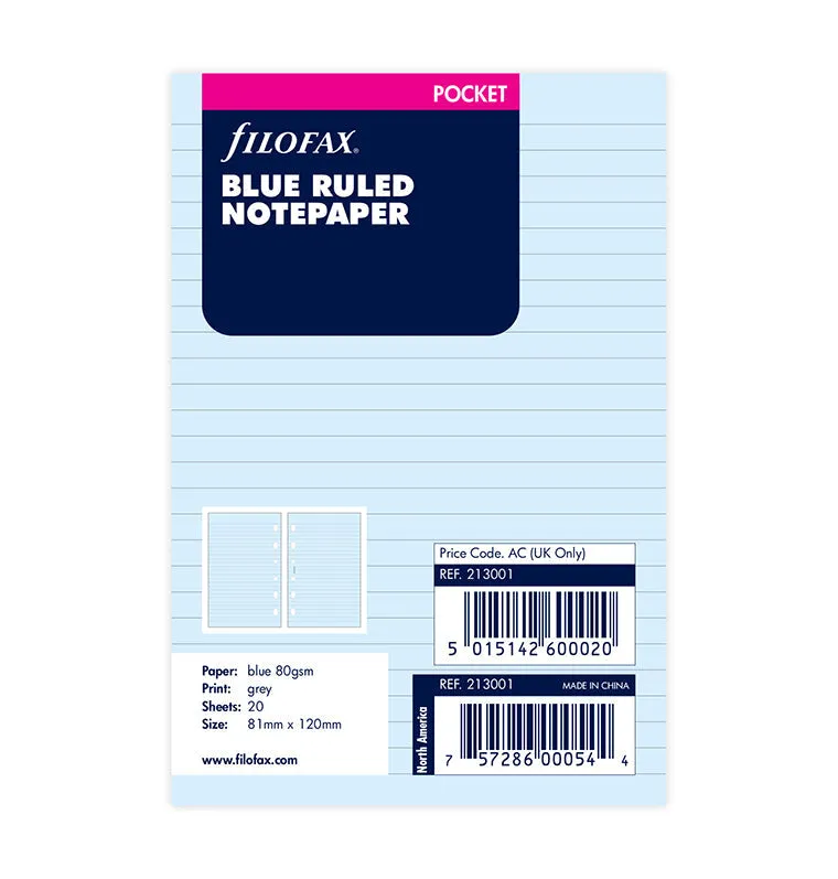 filofax-fogli-a-righe-azzurro-pocket-20-fogli image 1