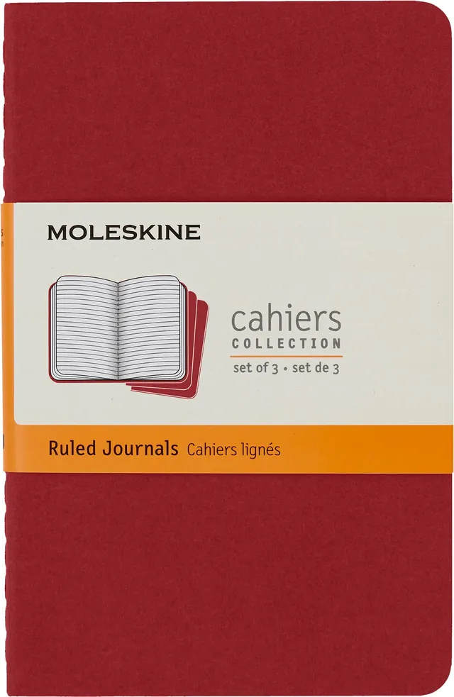 moleskine-cahier-journal-set-3-quaderni-pocket-9x14-cm-righe-rosso image 1