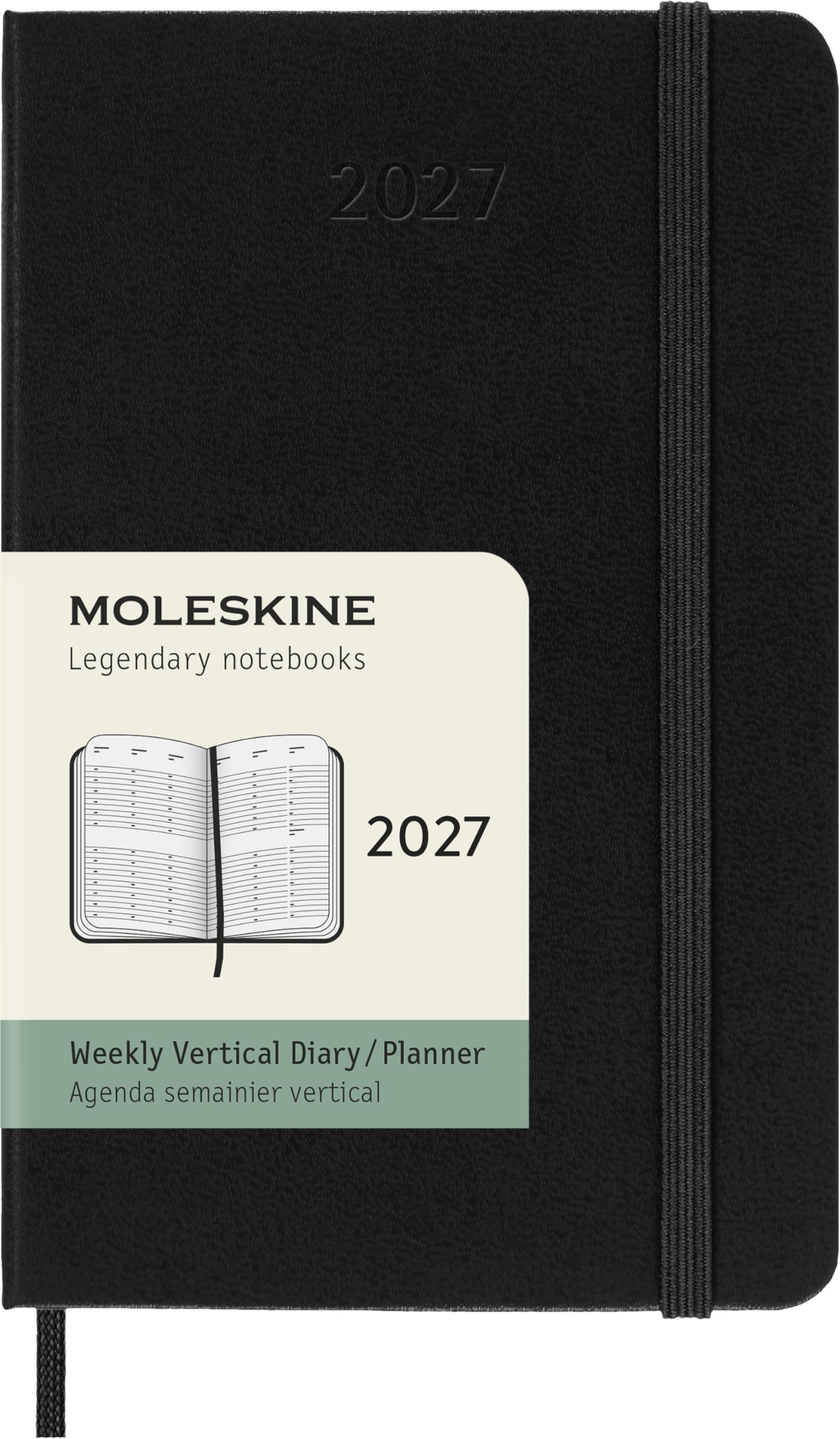 moleskine-agenda-settimanale-verticale-2027-pocket-9x14-cm-nero-copertina-rigida image 1