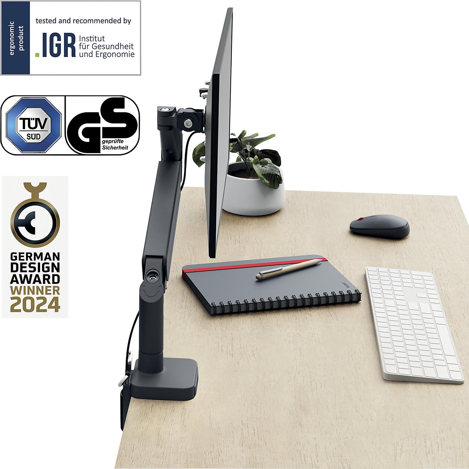 leitz-ergo-braccio-monitor-singolo-17-32-9-kg-grigio-scuro image 3
