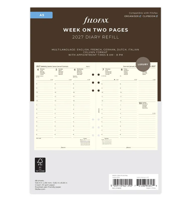 filofax-refill-diario-a5-2027-1-settimana-su-2-pagine-crema image 1