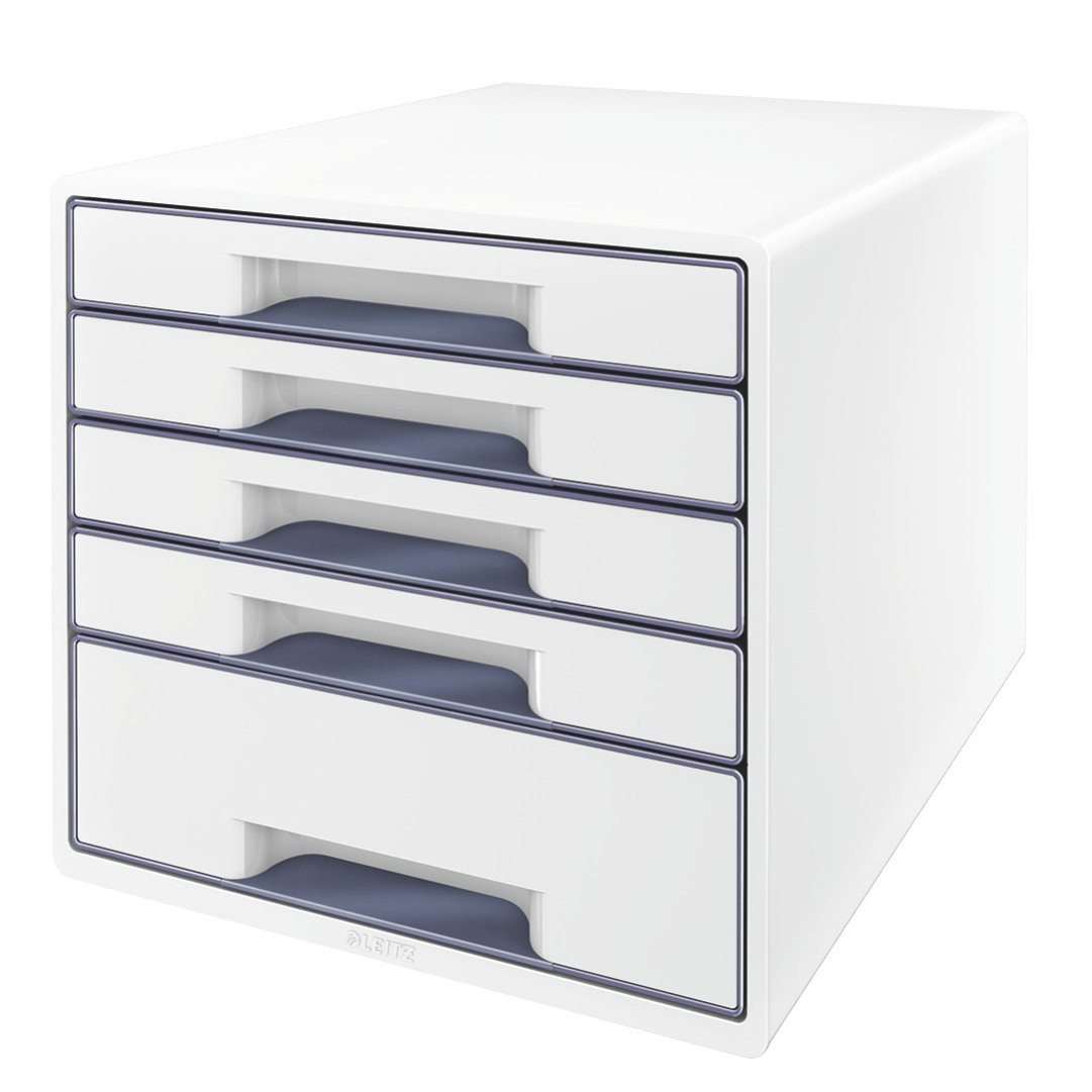 leitz-wow-cube-cassettiera-5-cassetti-a4-bianco-grigio-52142001 image 1