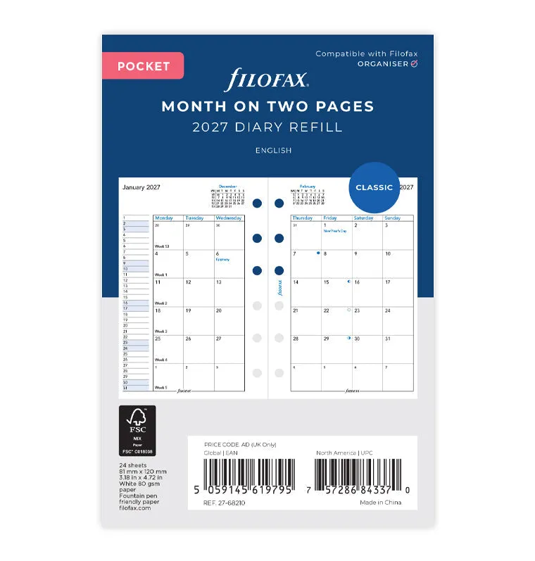 filofax-calendario-1-mese-su-2-pagine-pocket-2027-inglese image 1
