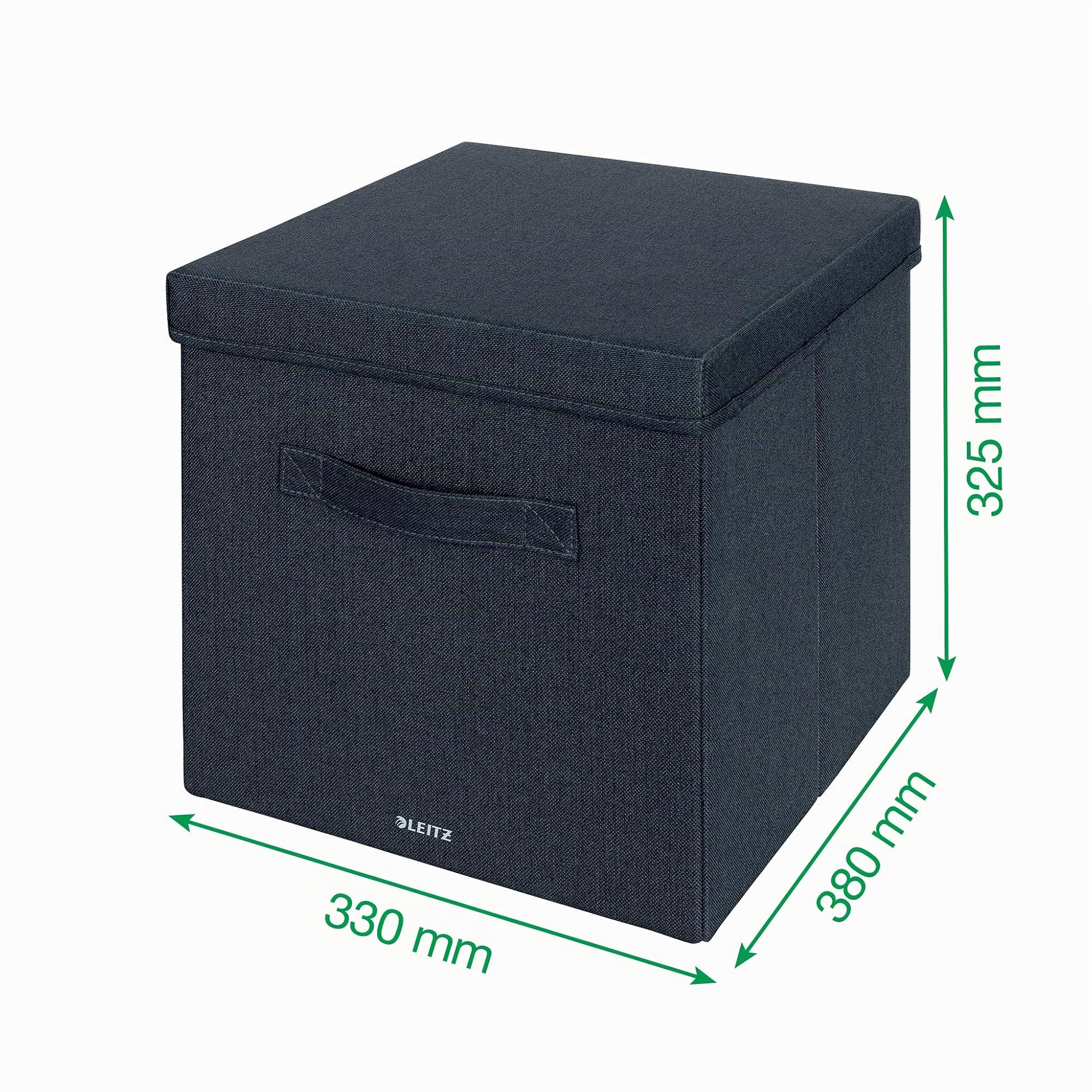 leitz-set-2-scatole-portaoggetti-tessuto-cubo-con-coperchio-grigio image 5