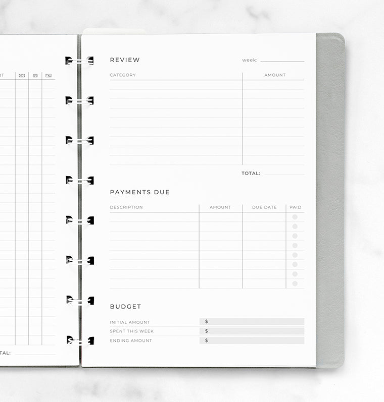filofax-expense-tracker-notebook-refill-a5-minimal-settimanale image 2