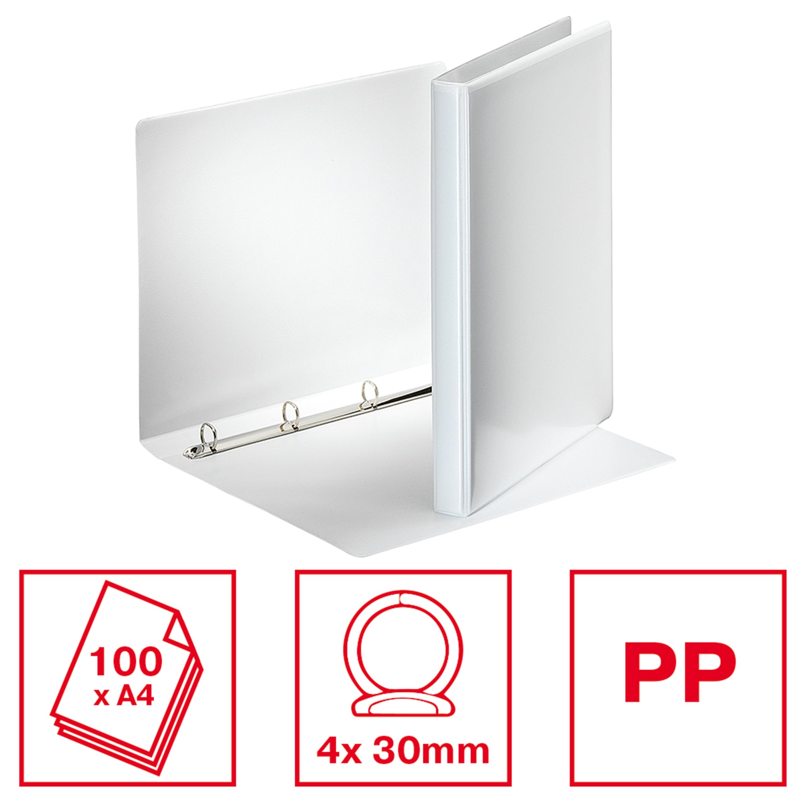 esselte-essentials-panorama-binder-4-anelli-a4-bianco-dorso-3-cm image 2