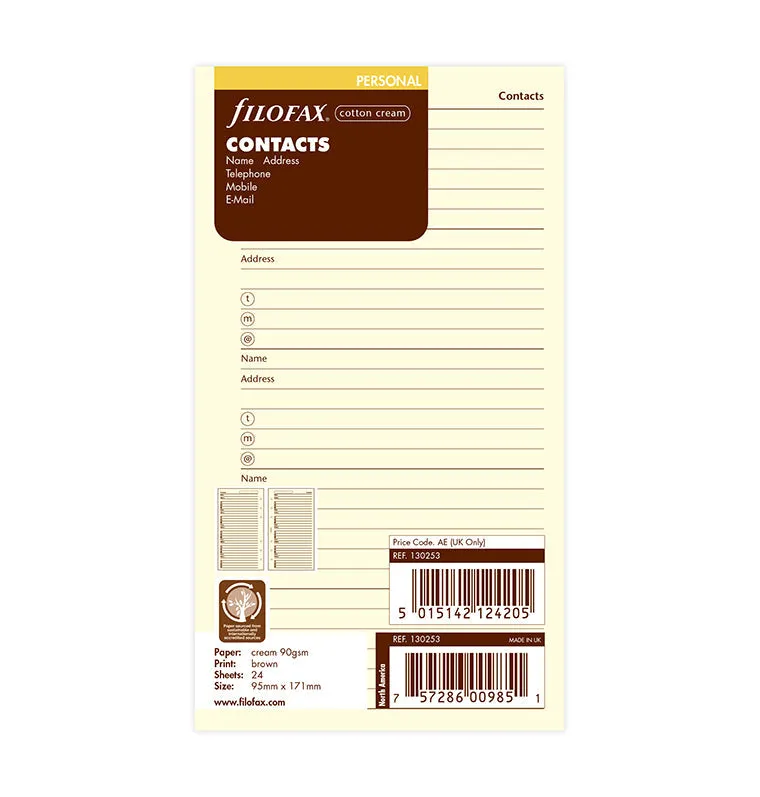 filofax-rubrica-completa-crema-personal-20-fogli image 1