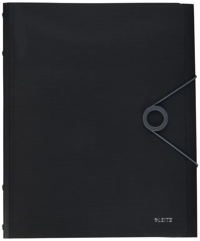 leitz-solid-cartellina-portadocumenti-pp-a4-6-scomparti-nero-con-elastico image 1