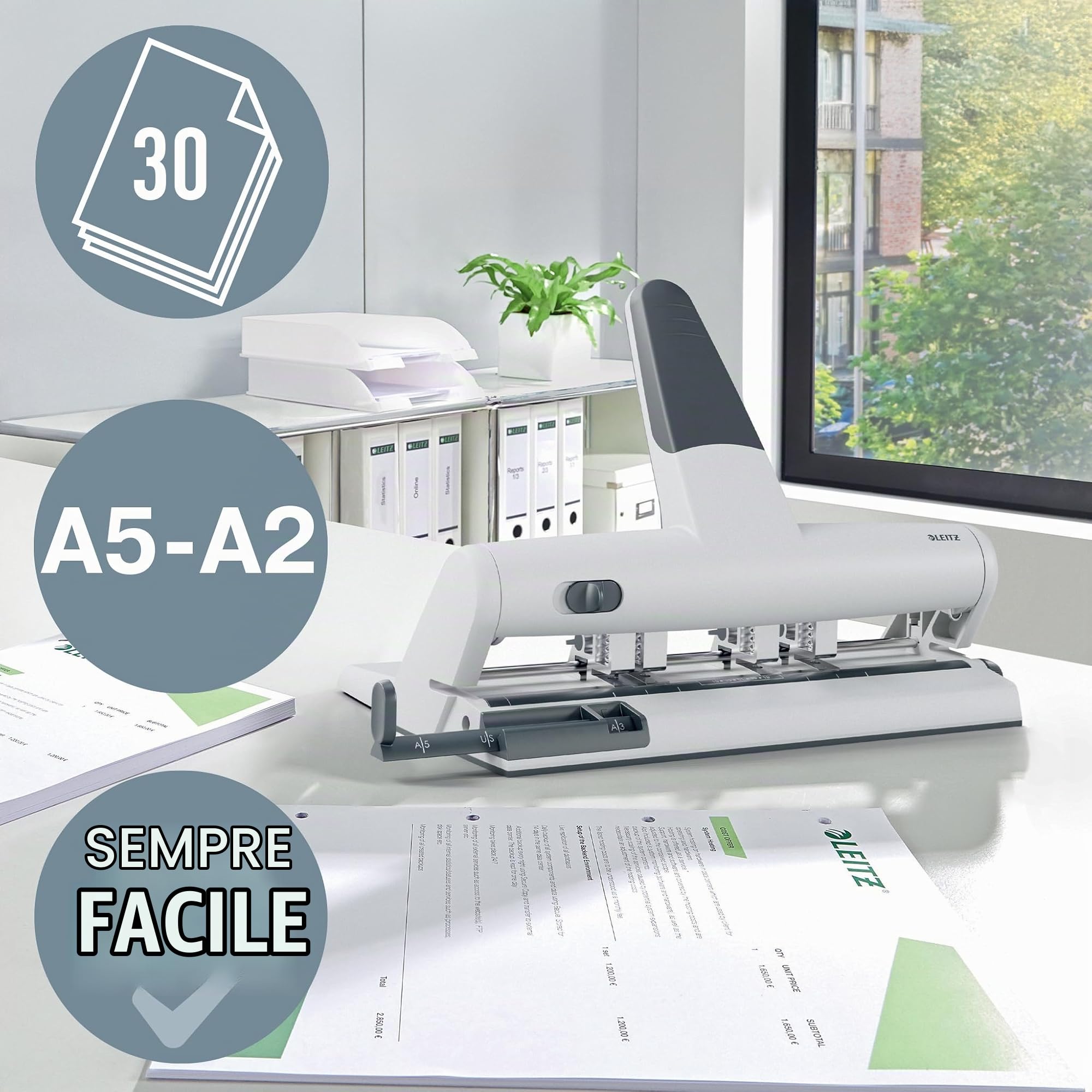 leitz-akto-perforatrice-regolabile-4-punzoni-argento-fino-a-6-fori-30-fogli image 5